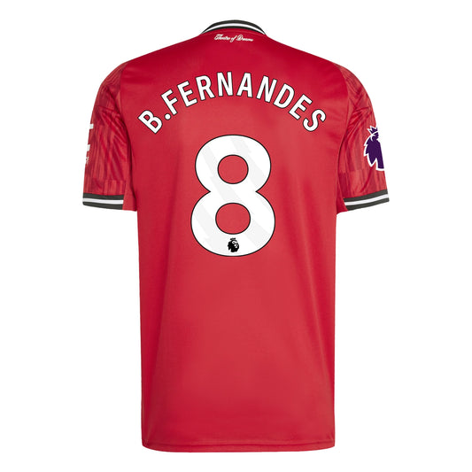 Men's Replica Adidas B. Fernandes Manchester United Home Jersey 25/26