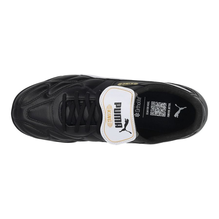 Puma King Top (K-BETTER) TT Turf Soccer Cleat - Black/White/Gold