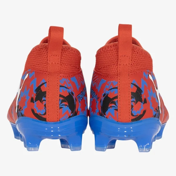 Puma Junior Future 8 Match Playmakers FG/AG Firm Ground Soccer Cleat - Red/Black/Ultra Blue/Pink Pixel