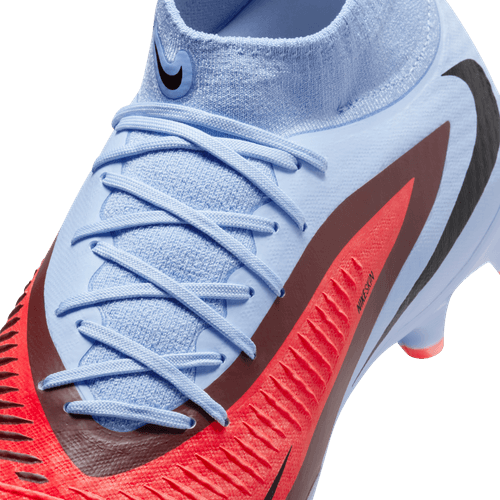 Nike Phantom 6 High Academy FG Firm Ground Soccer Cleat - Royal Tint/Bright Crimson