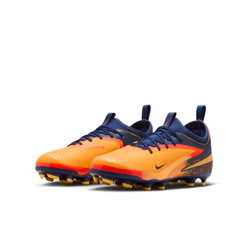 Nike Junior Phantom 6 Low Academy Erling Haaland FG Firm Ground Soccer Cleats - Laser Orange/Lemon Venom/Blue Void