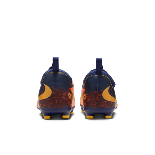 Nike Junior Phantom 6 Low Academy Erling Haaland FG Firm Ground Soccer Cleats - Laser Orange/Lemon Venom/Blue Void