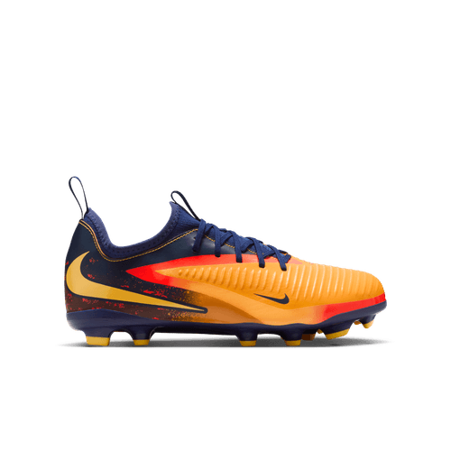 Nike Junior Phantom 6 Low Academy Erling Haaland FG Firm Ground Soccer Cleats - Laser Orange/Lemon Venom/Blue Void