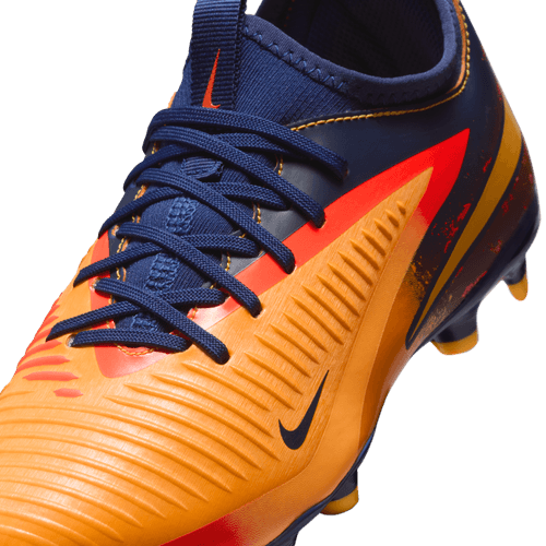 Nike Junior Phantom 6 Low Academy Erling Haaland FG Firm Ground Soccer Cleats - Laser Orange/Lemon Venom/Blue Void