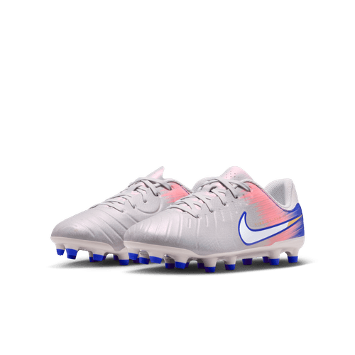 Nike United Junior Tiempo Legend 10 FG Firm Ground Soccer Cleat - Vast Grey/Racer Blue