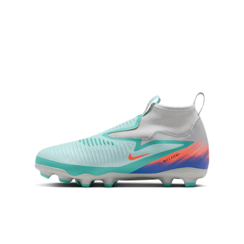 Nike United Junior Phantom 6 High Academy FG Firm Ground Soccer Cleat - Pistachio Frost/Hyper Orange