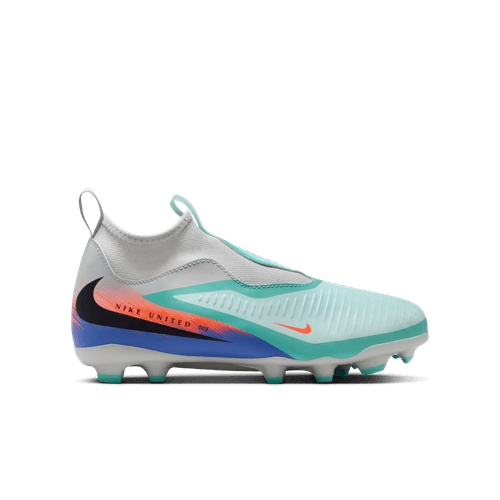 Nike United Junior Phantom 6 High Academy FG Firm Ground Soccer Cleat - Pistachio Frost/Hyper Orange