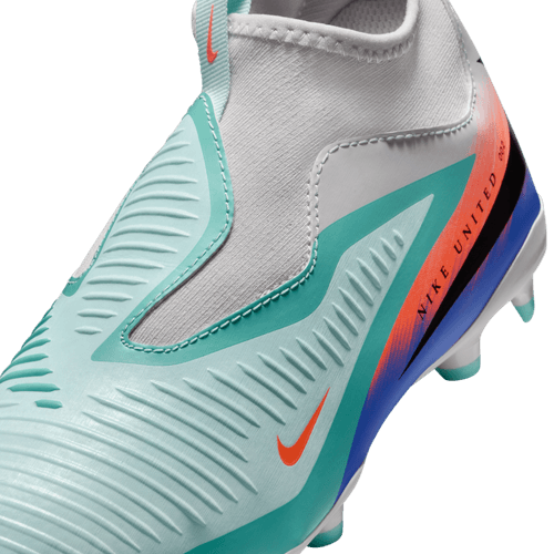Nike United Junior Phantom 6 High Academy FG Firm Ground Soccer Cleat - Pistachio Frost/Hyper Orange