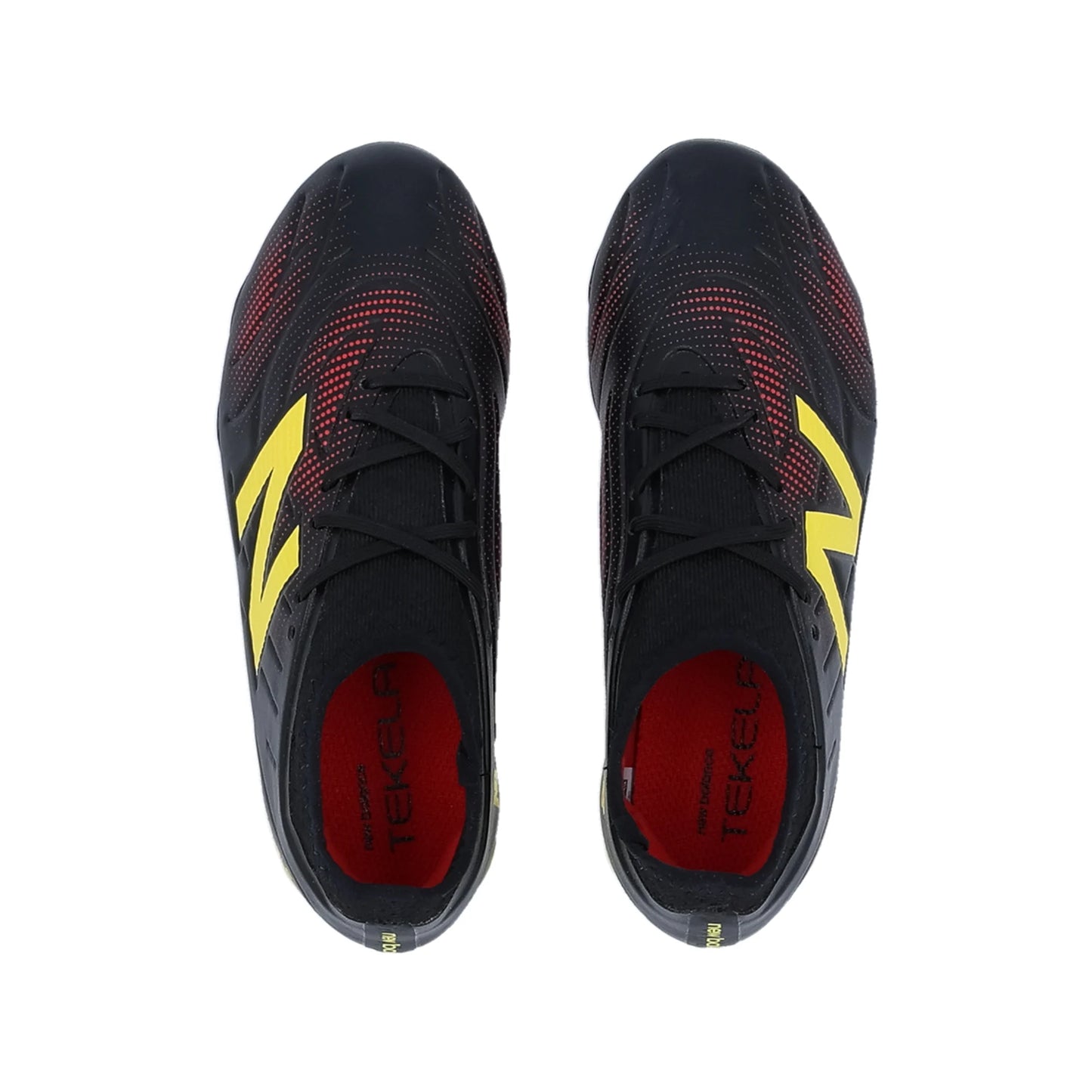 New Balance Junior Tekela Low Laced V5 Team FG Firm Ground Soccer Cleat - Black/Punch Yellow/Fire Cracker