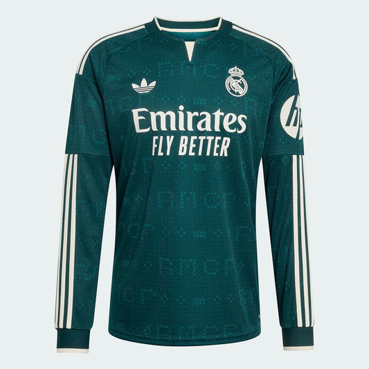 Men's Replica Adidas Real Madrid Long Sleeve Away Jersey 26/27