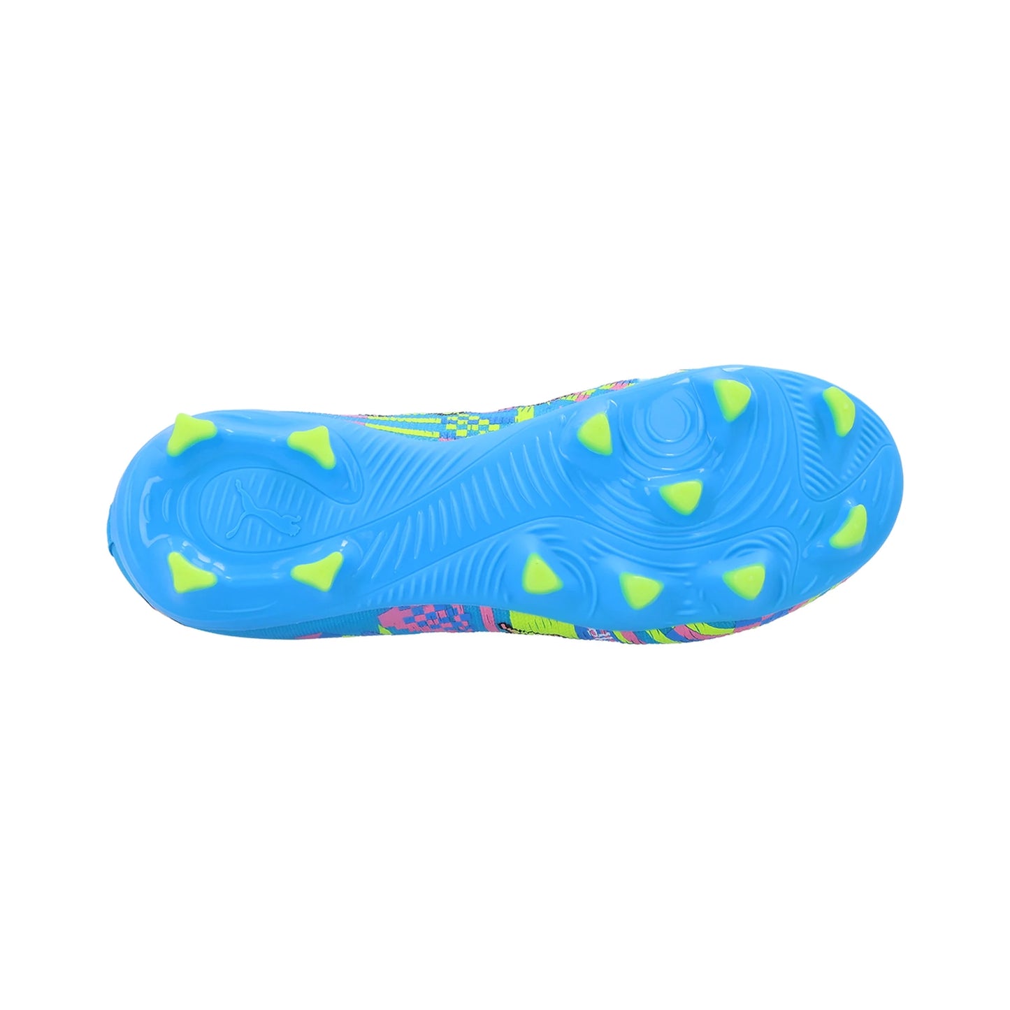 Puma Junior Future 9 Match FG/AG Firm Ground Soccer Cleat - White/Blue Glimmer/Pink Glimmer/Yellow Alert