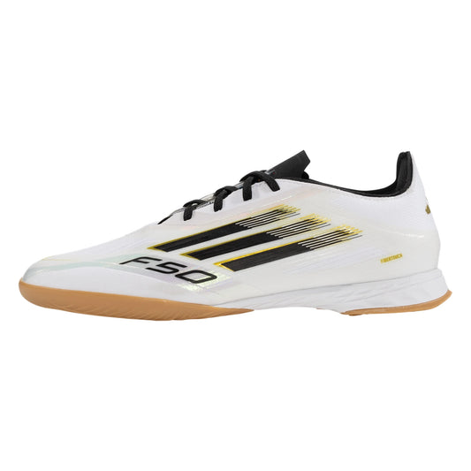 Adidas F50 Pro IN Indoor Soccer Shoe - White/Core Black/Gold Metallic