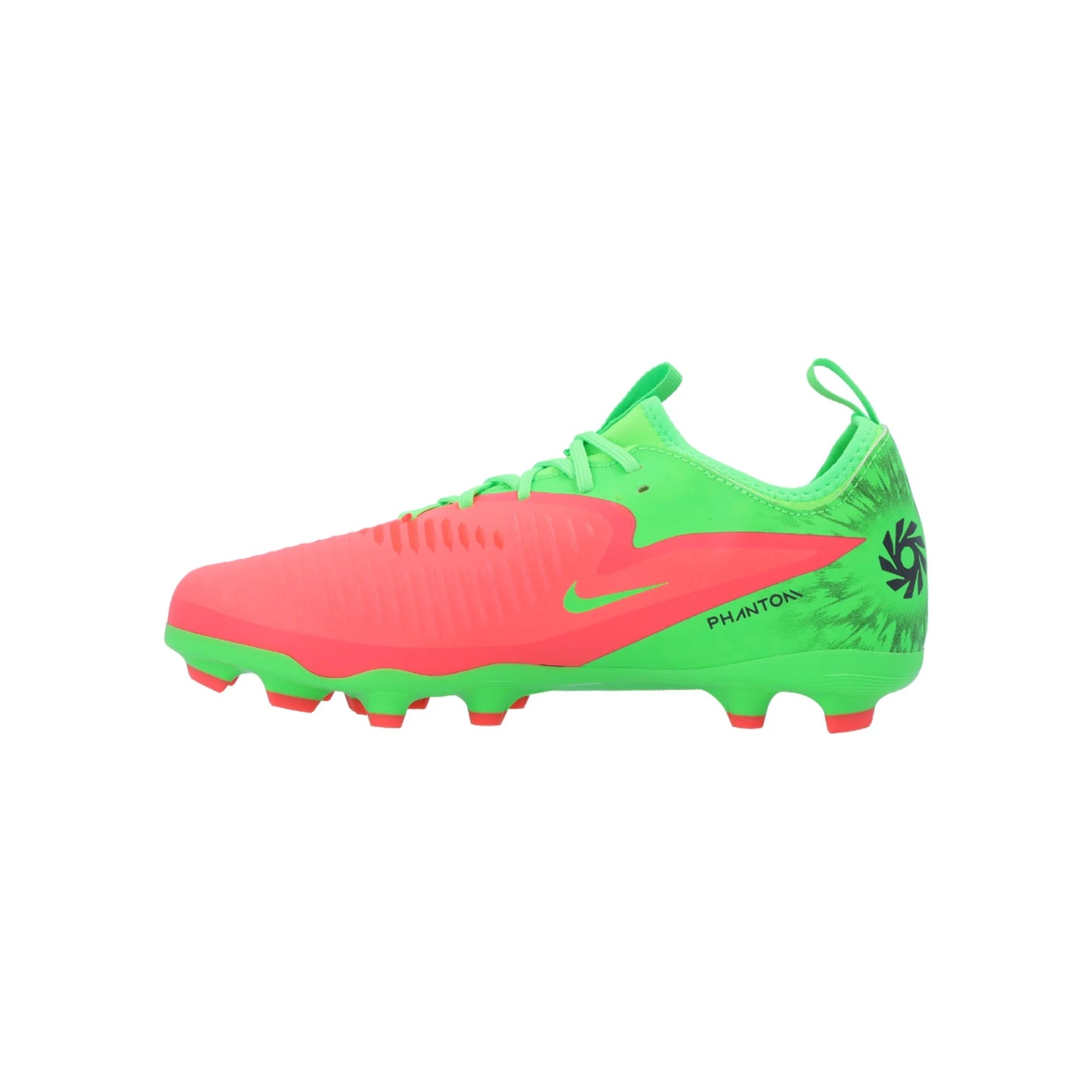 Nike Junior Phantom 6 Low Academy Erling Haaland FG Firm Ground Soccer Cleat - Hot Punch/Black/Green Strike