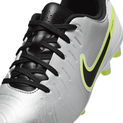 Nike Junior Tiempo Legend 10 Academy FG Firm Ground Soccer Cleat - Metallic Silver/Black/Volt