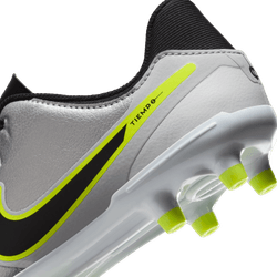 Nike Junior Tiempo Legend 10 Academy FG Firm Ground Soccer Cleat - Metallic Silver/Black/Volt