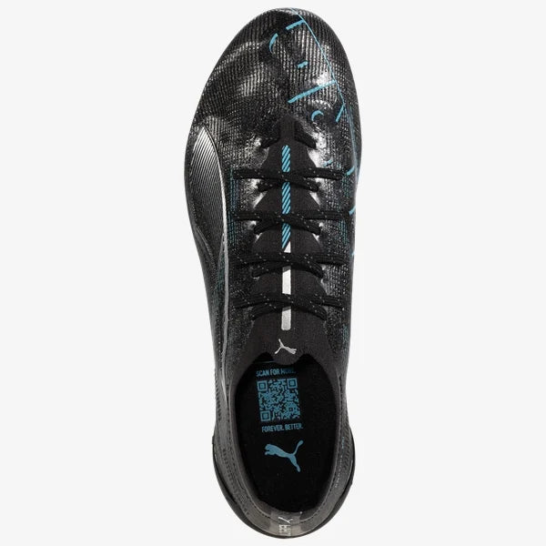 Puma Ultra 5 Ultimate FG Firm Ground Soccer Cleat - Black/Silver/Bright Aqua