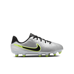 Nike Junior Tiempo Legend 10 Academy FG Firm Ground Soccer Cleat - Metallic Silver/Black/Volt