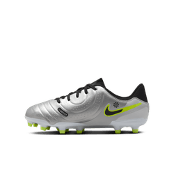 Nike Junior Tiempo Legend 10 Academy FG Firm Ground Soccer Cleat - Metallic Silver/Black/Volt