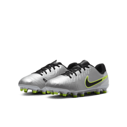 Nike Junior Tiempo Legend 10 Academy FG Firm Ground Soccer Cleat - Metallic Silver/Black/Volt