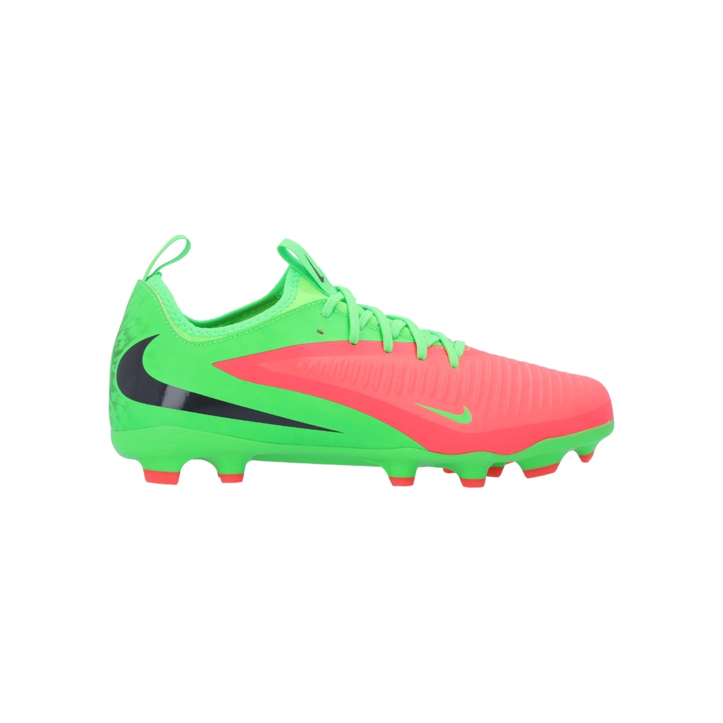Nike Junior Phantom 6 Low Academy Erling Haaland FG Firm Ground Soccer Cleat - Hot Punch/Black/Green Strike