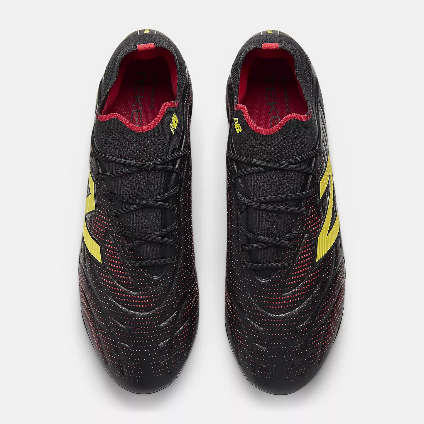 New Balance Tekela Low Laced V5 FG Firm Ground Soccer Cleat - Black/Punch Yellow/Fire Cracker