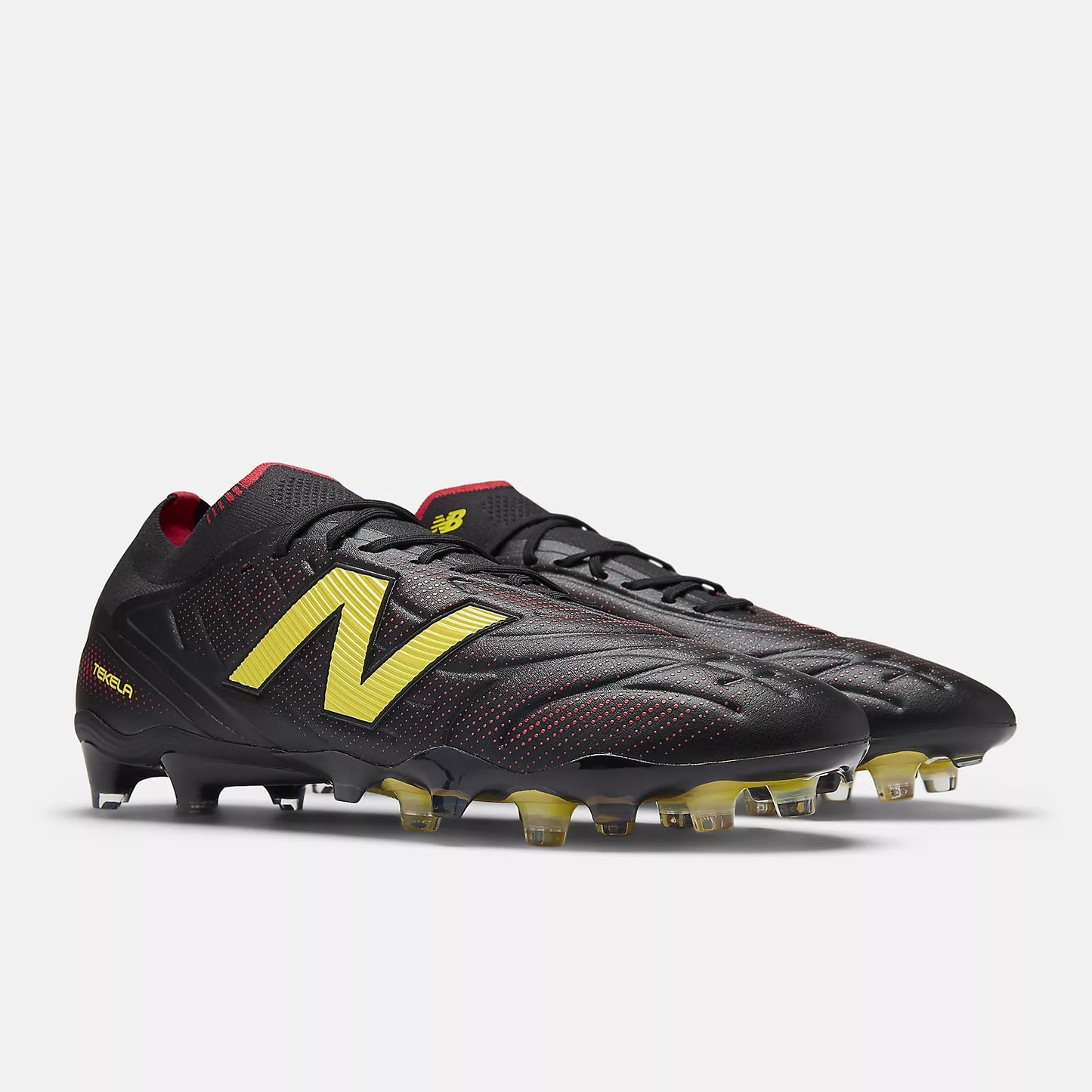 New Balance Tekela Low Laced V5 FG Firm Ground Soccer Cleat - Black/Punch Yellow/Fire Cracker