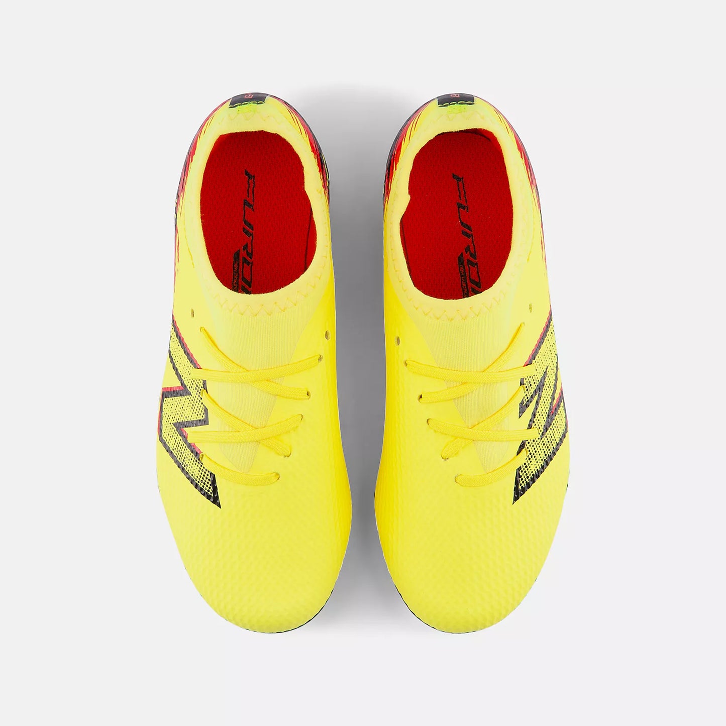 New Balance Junior Furon V8 Team FG Firm Ground Soccer Cleat - Punch Yellow/Black/Fire Cracker