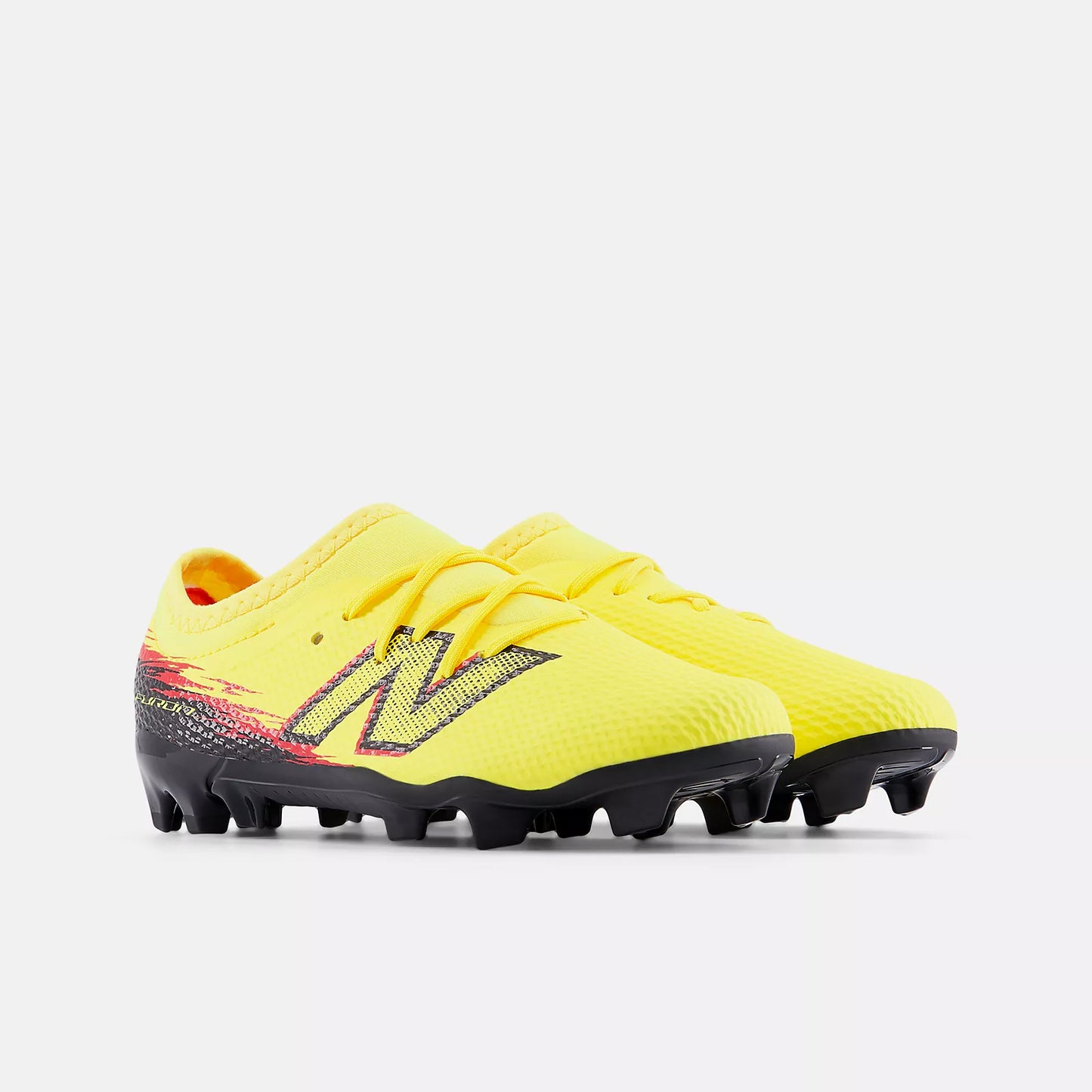 New Balance Junior Furon V8 Team FG Firm Ground Soccer Cleat - Punch Yellow/Black/Fire Cracker