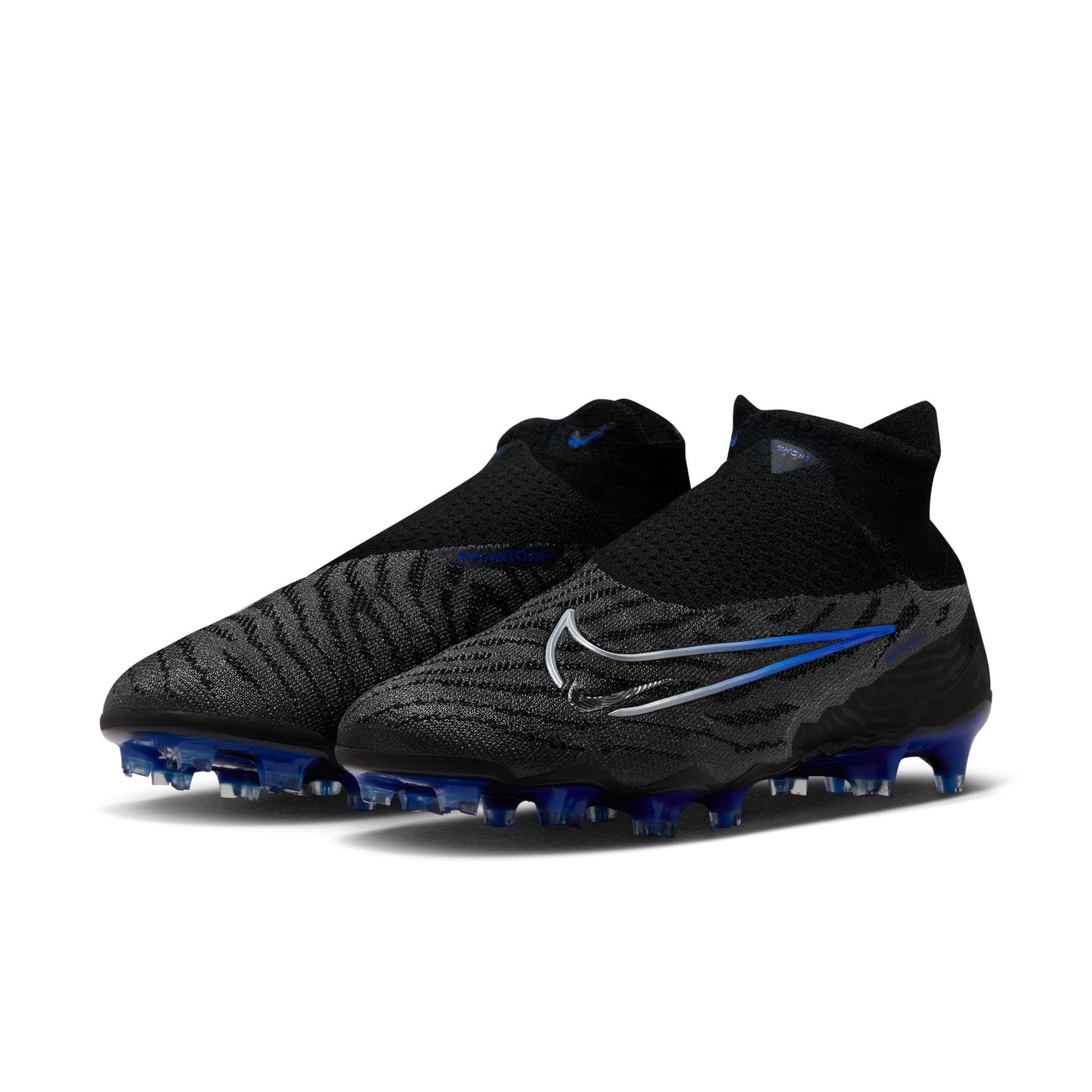 Nike Phantom GX Elite DF FG Firm Ground Soccer Cleat - Black/Chrome/HyperRoyal