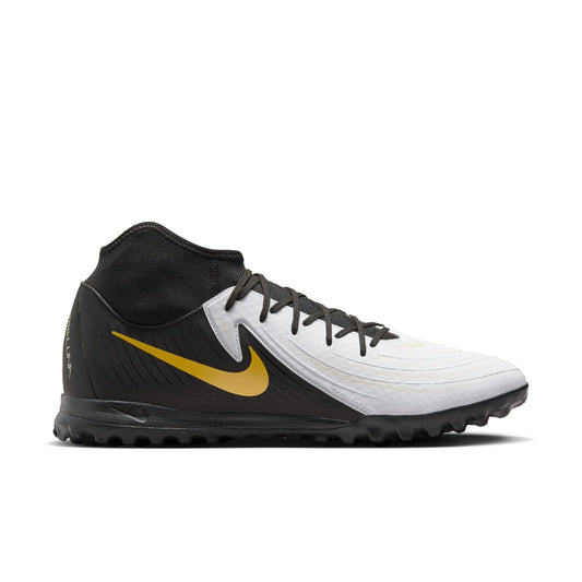 Nike Phantom Luna II Academy TF Turf Soccer Cleat - White/Black/Metallic Gold Coin