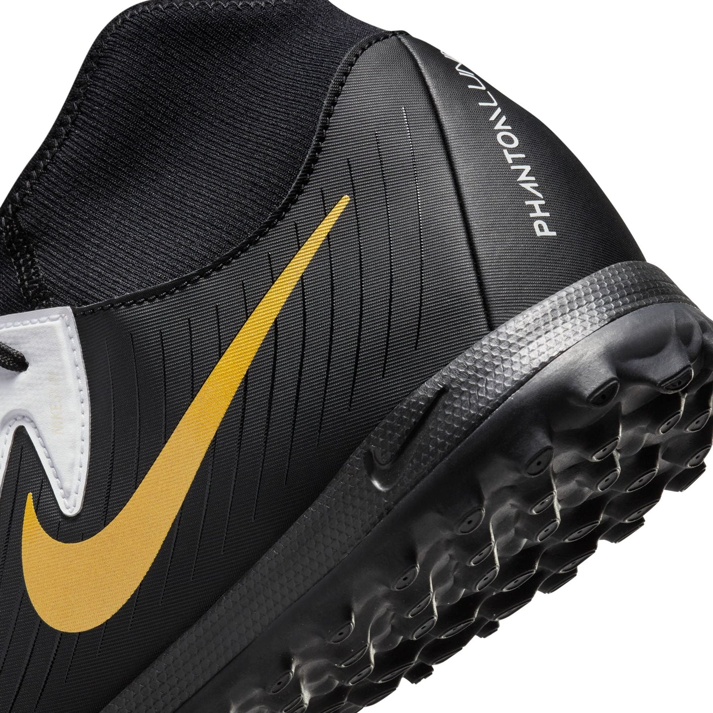 Nike Phantom Luna II Academy TF Turf Soccer Cleat - White/Black/Metallic Gold Coin