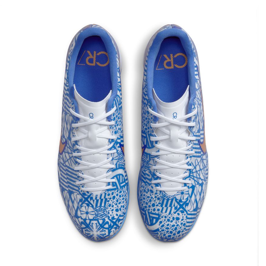 Nike Zoom Vapor 15 Academy CR7 IC Indoor Soccer Shoe - White/MetallicCopper/Concord/MediumBlue