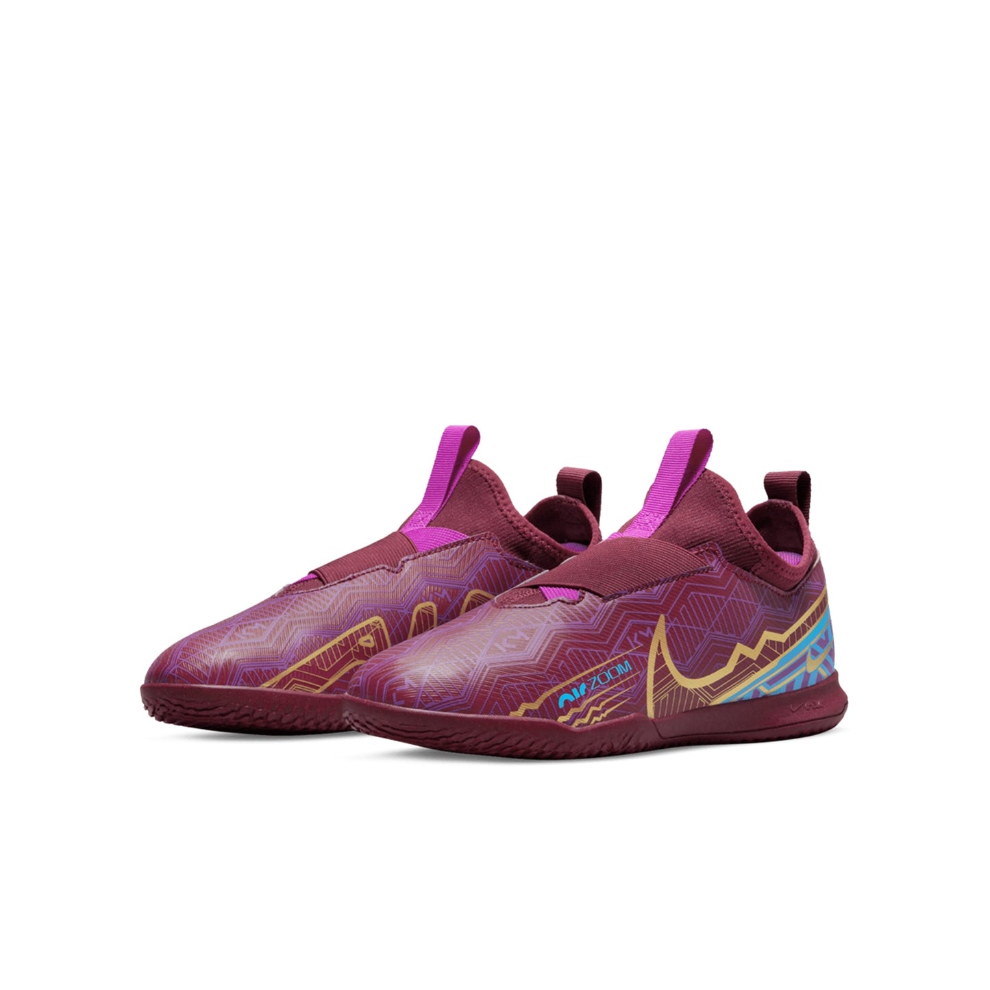 Nike Junior Zoom Mercurial Vapor 15 KM Academy IC Indoor Soccer Shoe - Dark Beetroot/Vivid Gold