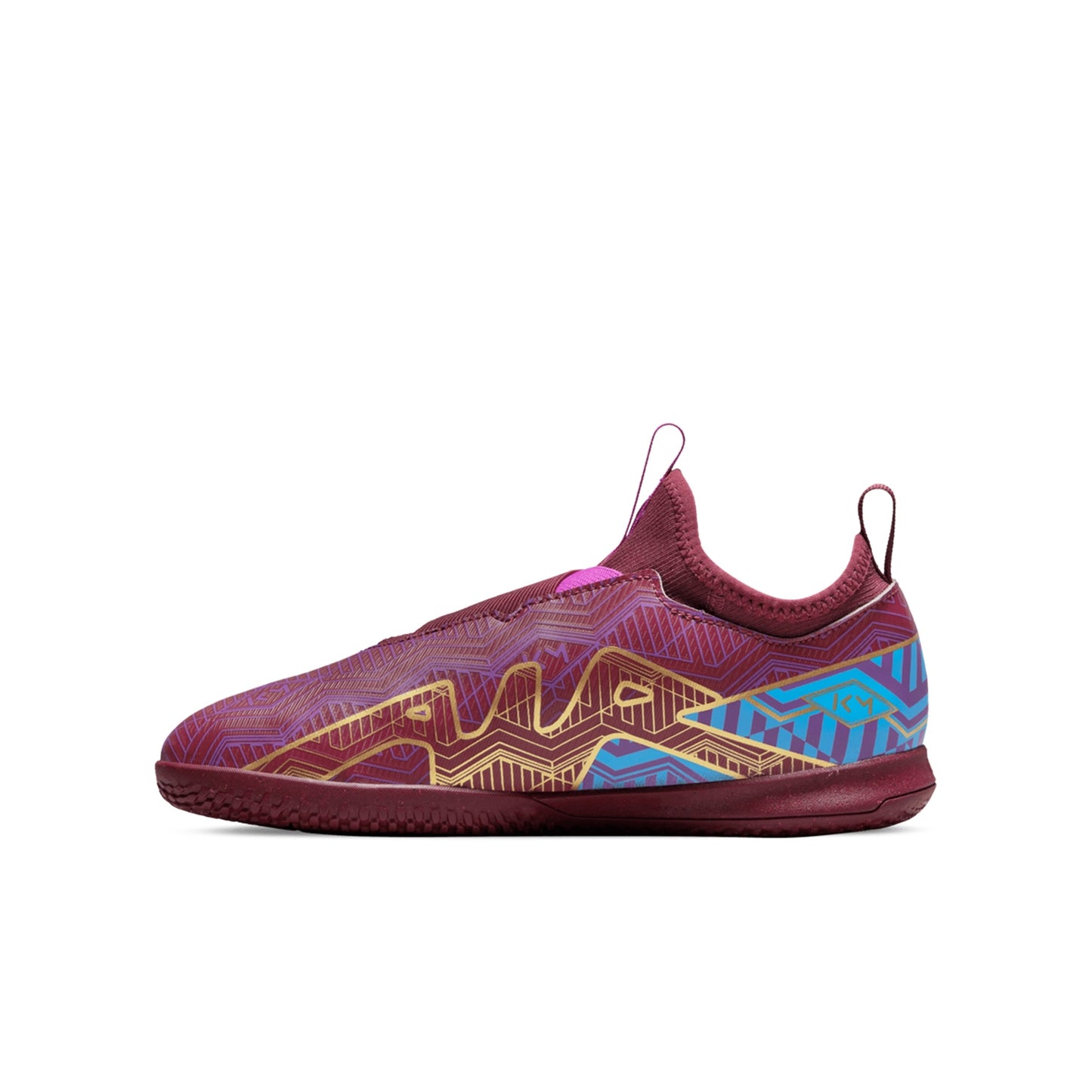 Nike Junior Zoom Mercurial Vapor 15 KM Academy IC Indoor Soccer Shoe - Dark Beetroot/Vivid Gold